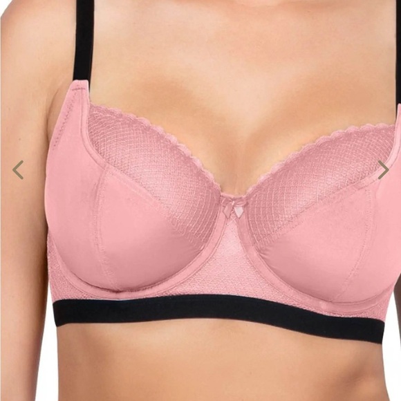 Parfait Quartz Pink Underwire Bra Sz 32K Full Figured Sexy Plunge Romina P5522 - Picture 4 of 14